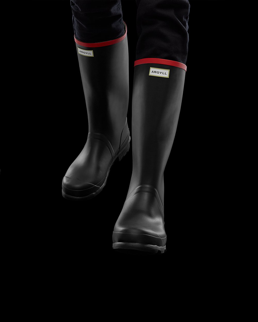 Women Hunter Argyll Full Knee | Tall Rain Boots Black | NZ-58741-OKUZ